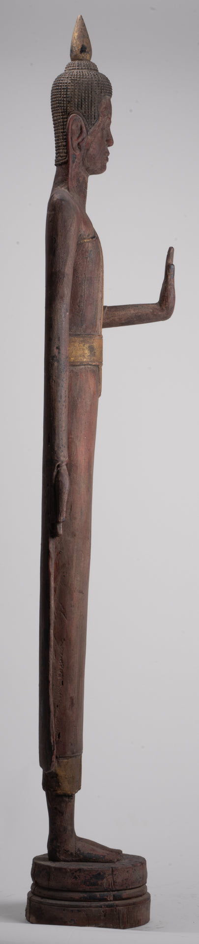 Grande statue de Bouddha - Antique Khmer Style Wood Protection Standing Lundi Bouddha Statue - 163 cm / 65 "