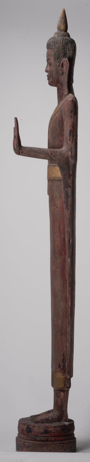 Grande statue de Bouddha - Antique Khmer Style Wood Protection Standing Lundi Bouddha Statue - 163 cm / 65 "