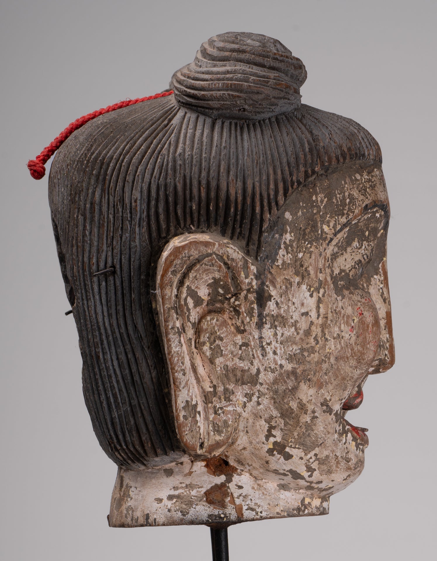 Antique Puppet Statue - Antique Burmese Style Painted Wood Puppet Head - 49cm/20"