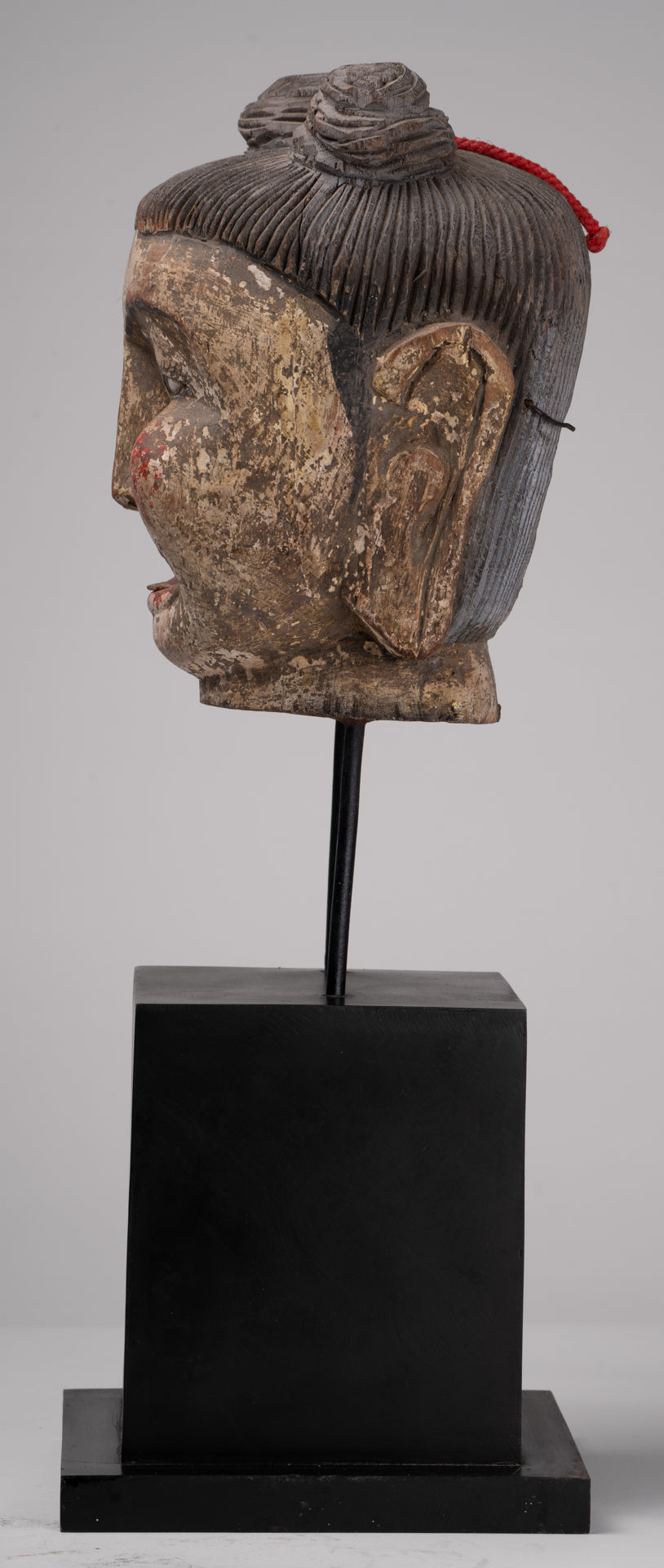 Antique Puppet Statue - Antique Burmese Style Painted Wood Puppet Head - 49cm/20"