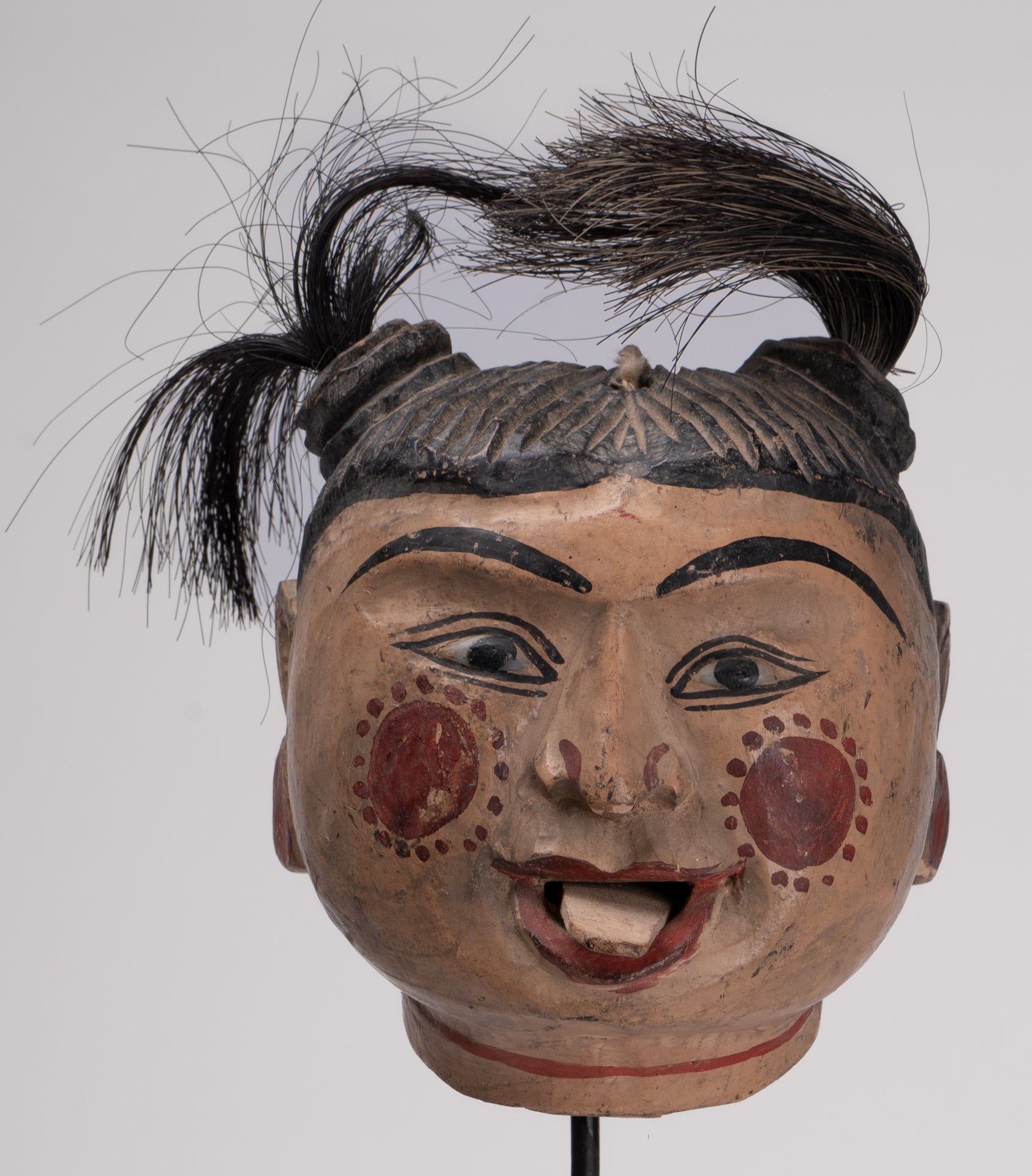 Antique Puppet Statue - Antique Burmese Style Painted Wood Puppet Head - 43cm/14"