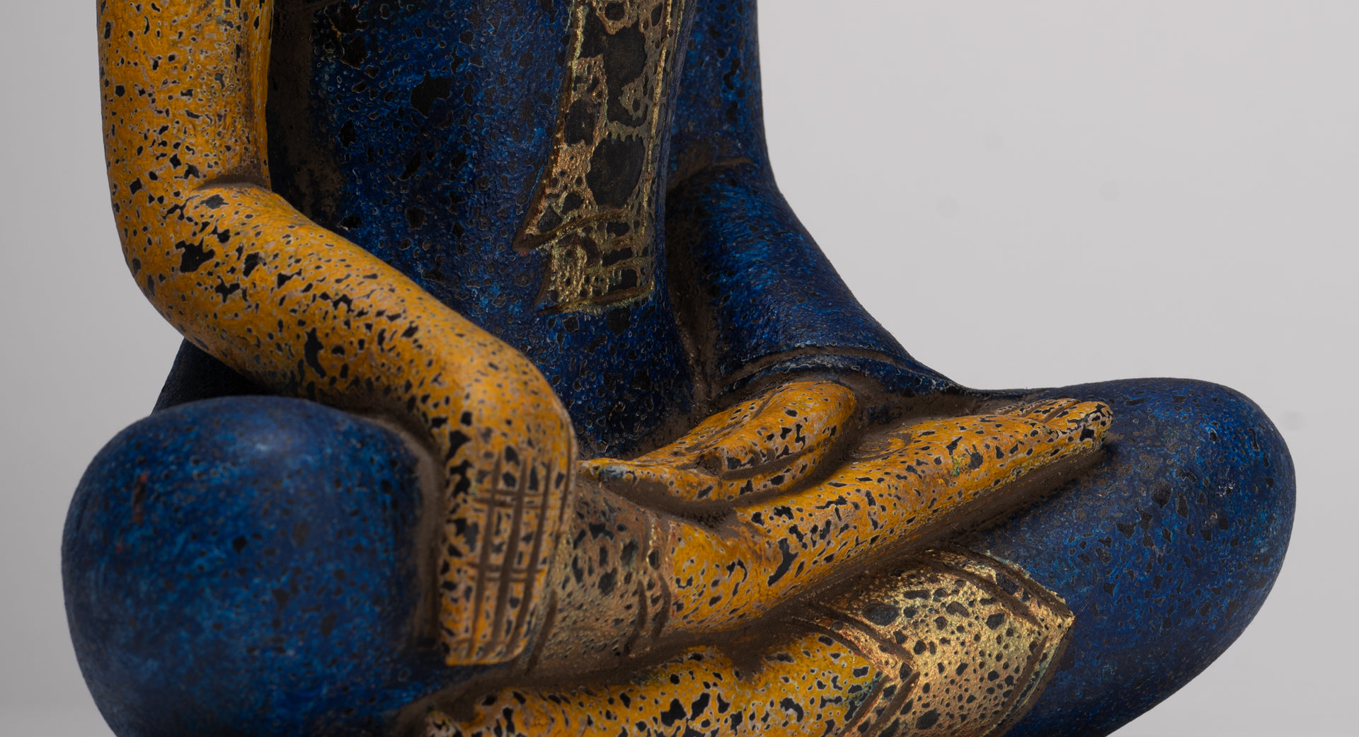 Buddha Statue - Antique Khmer Style SE Asia Seated Wood Enlightenment Buddha Statue - 33cm/13"