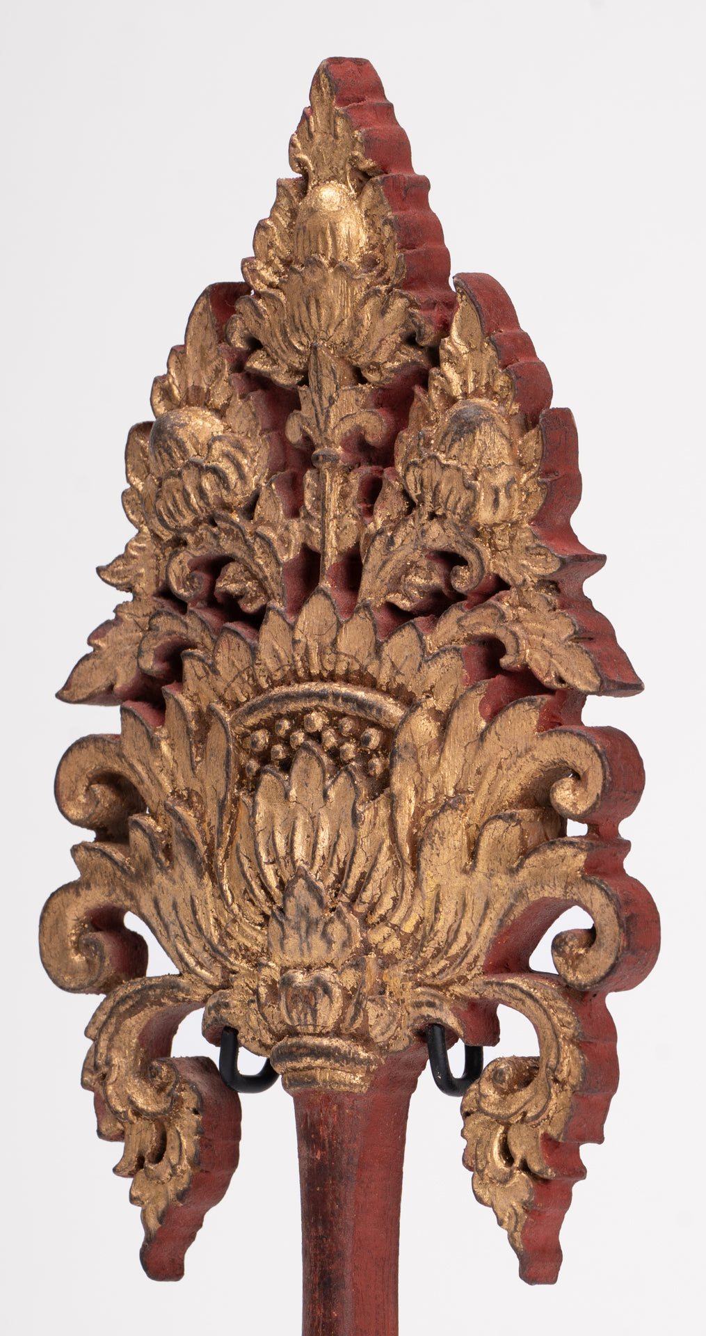 Antique Thai Style Wood Devotional Buddha Fan - 28cm/11"
