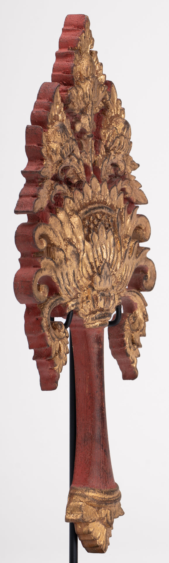 Antique Thai Style Wood Devotional Buddha Fan - 28cm/11"