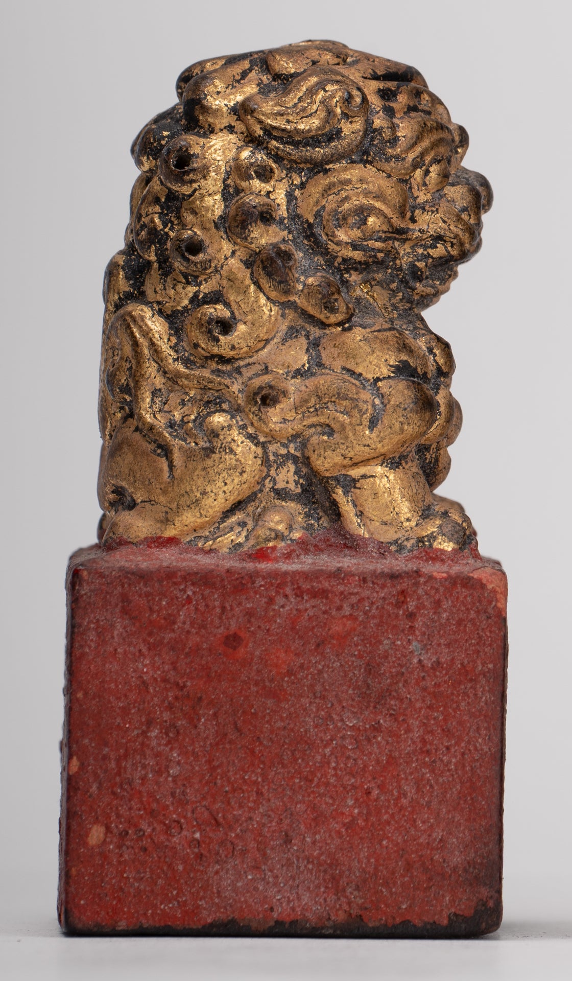 Antique Chinese Style Wood Temple Guardian Lions Shishi Lions Foo Dogs Imperial Lions (Pair) - 8cm/3"