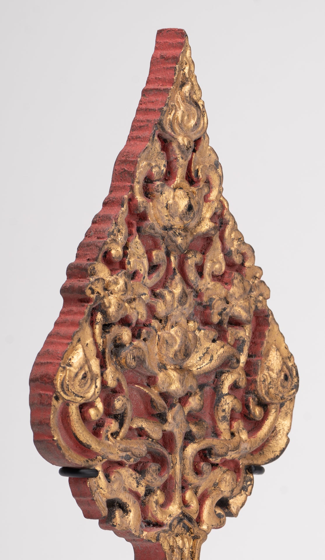 Antique Thai Style Wood Devotional Buddha Fan - 26.5cm/11"