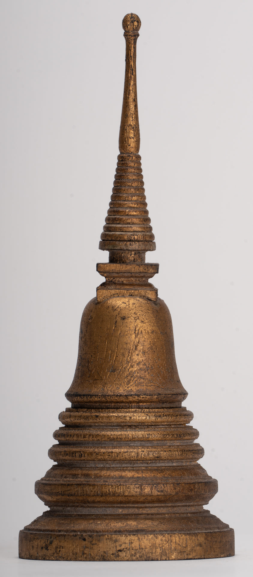 Buddhist Stupa - Antique Thai Style Wood Nirvana Stupa or Chedis - 20cm/8"