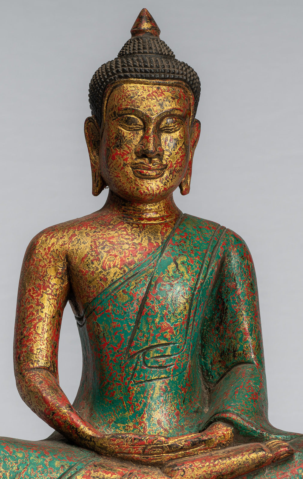 Antique Khmer Style Seated Buddha Statue Dhyana Meditation Mudra-37cm/15 "