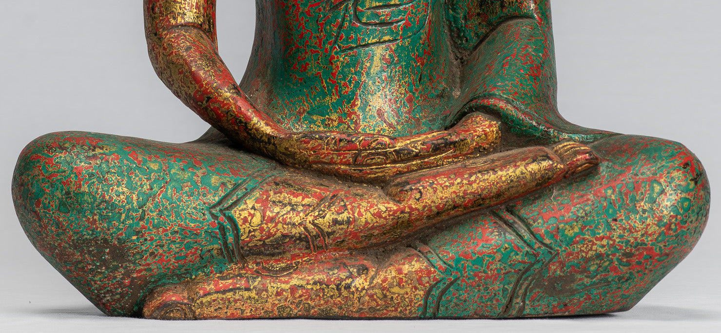 Antique Khmer Style Seated Buddha Statue Dhyana Meditation Mudra-37cm/15 "