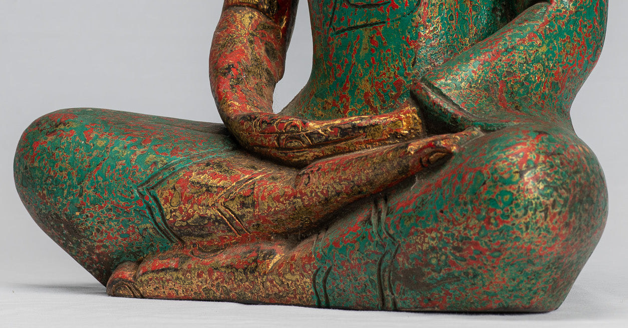 Antique Khmer Style Seated Buddha Statue Dhyana Meditation Mudra-37cm/15 "