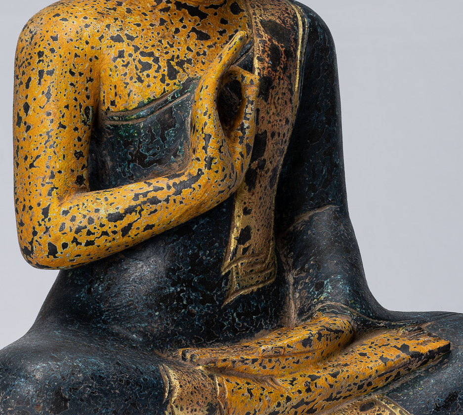 Escultura de Buda - Buda - Estatua de buda de madera de estilo jemer antiguo de estilo jemer enseñando mudra - 40 cm/16 "