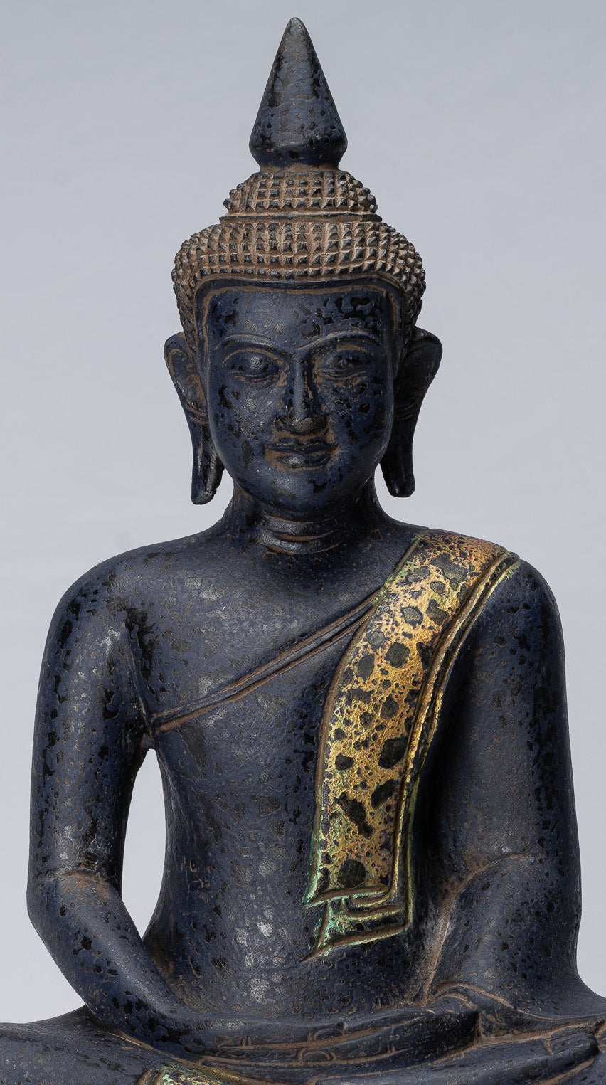 Buddha Skulptur-Antique Khmer Stil Holz sitzend Buddha Statue Dhyana Meditation Mudra-40cm/16 "