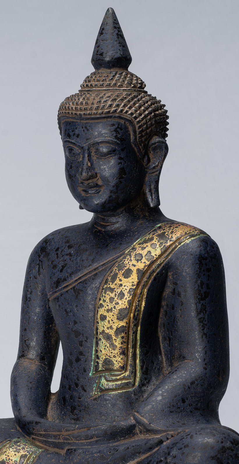 Buddha Skulptur-Antique Khmer Stil Holz sitzend Buddha Statue Dhyana Meditation Mudra-40cm/16 "