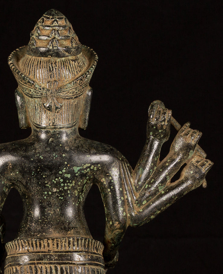 Antique Khmer Style Koh Ker Durga Mahishasuramardini Statue-54cm/22 "