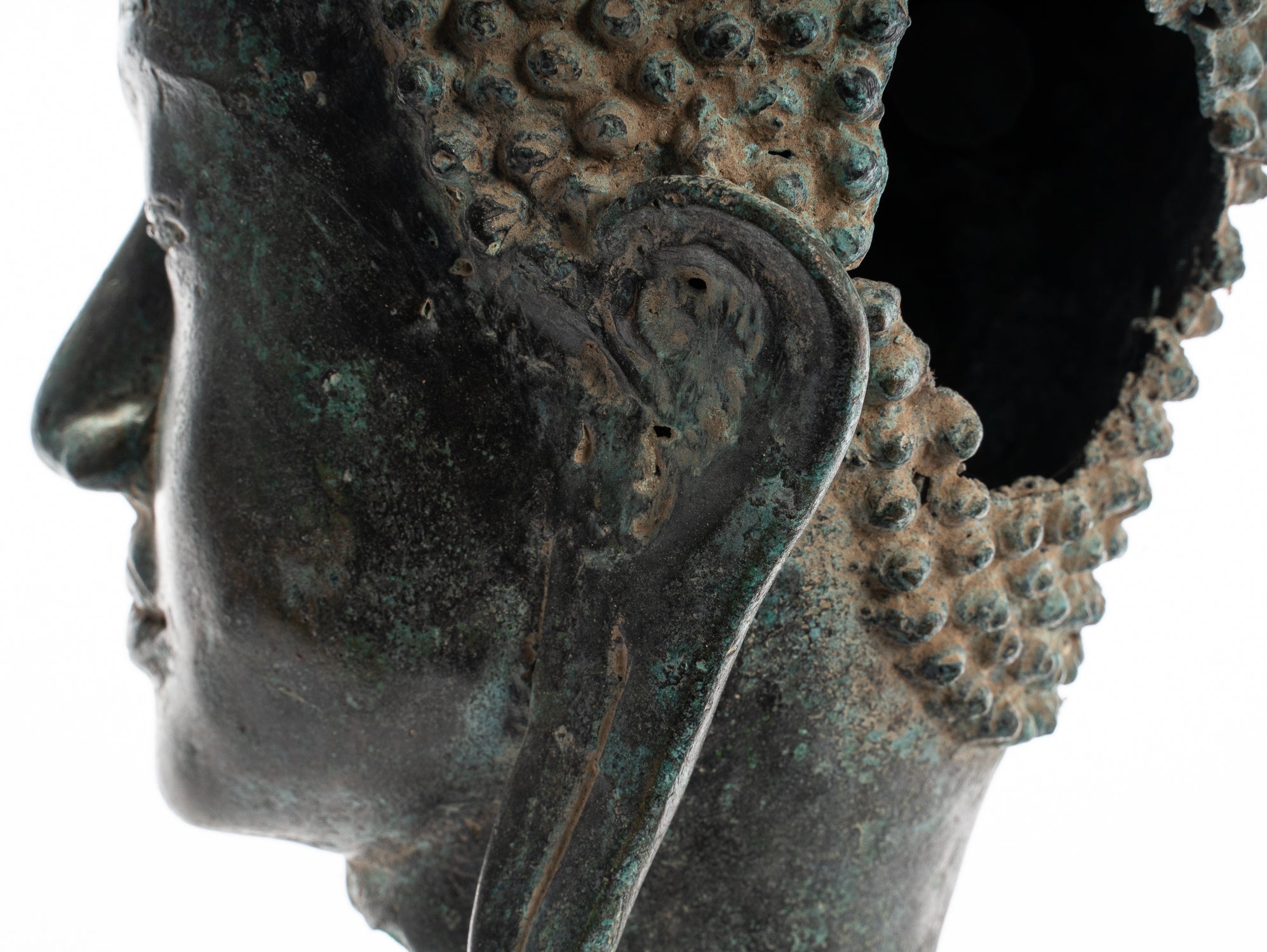 Statua Buddha - Statua della testa di bronzo di bronzo bronzo di bronzo thailandese - 35 cm/14 "