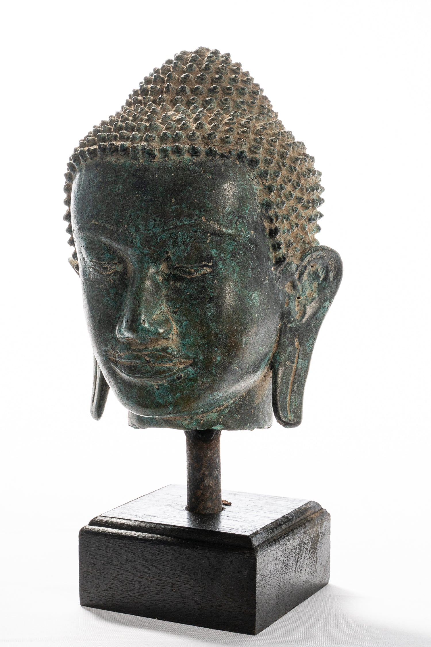 Statua Buddha - Statua della testa di bronzo di bronzo bronzo di bronzo thailandese - 35 cm/14 "