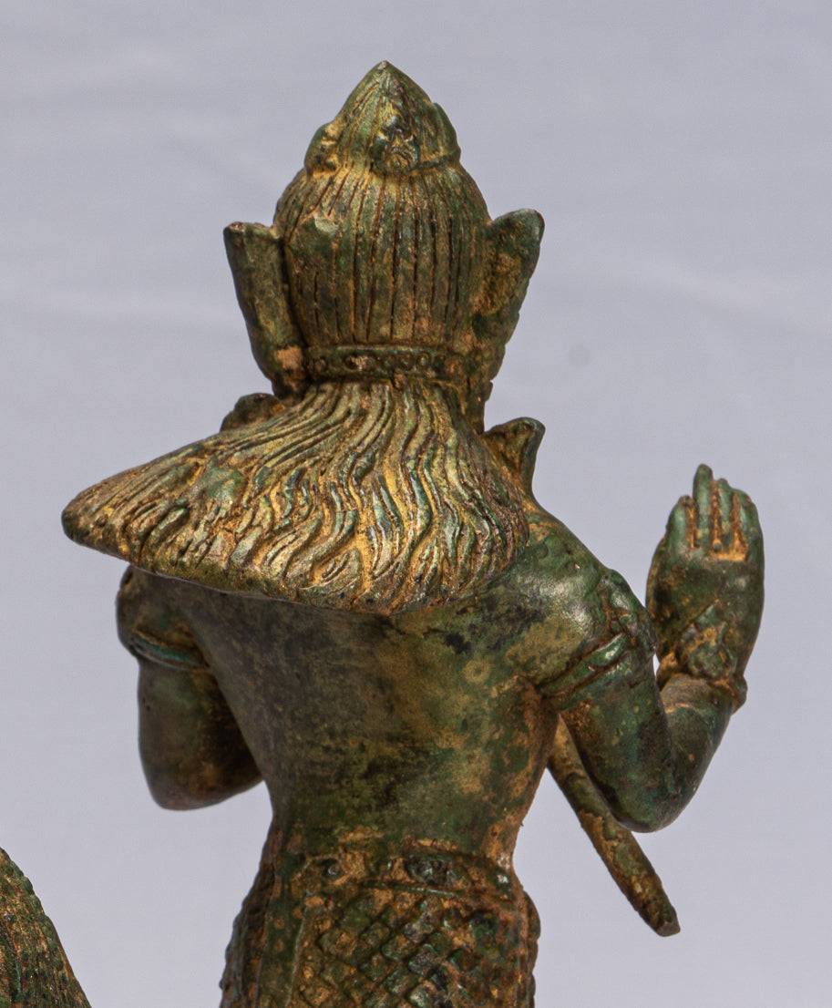 Antike Thai Stil Bronze Weibliche Gottheit mit Naga Schwanz Statue 18cm/7"