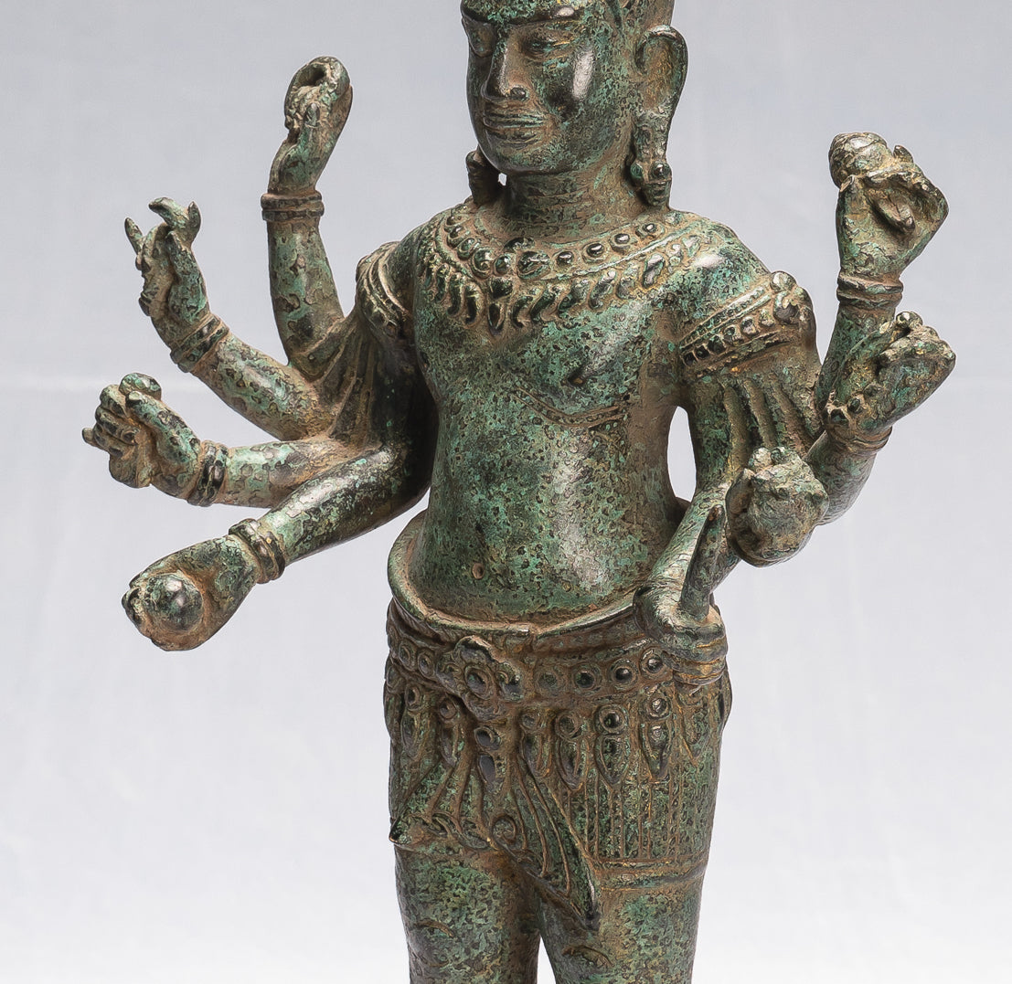 Antique Khmer Style Bronze Angkor Wat Style Lokeshvara Statue-37cm/15 "