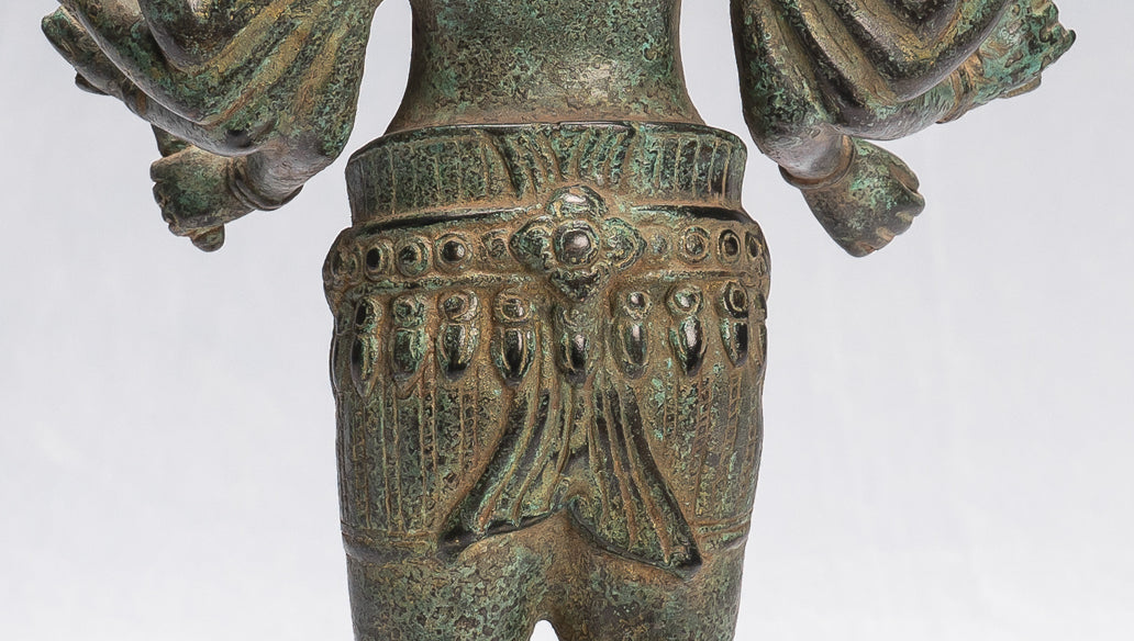 Antique Khmer Style Bronze Angkor Wat Style Lokeshvara Statue-37cm/15 "