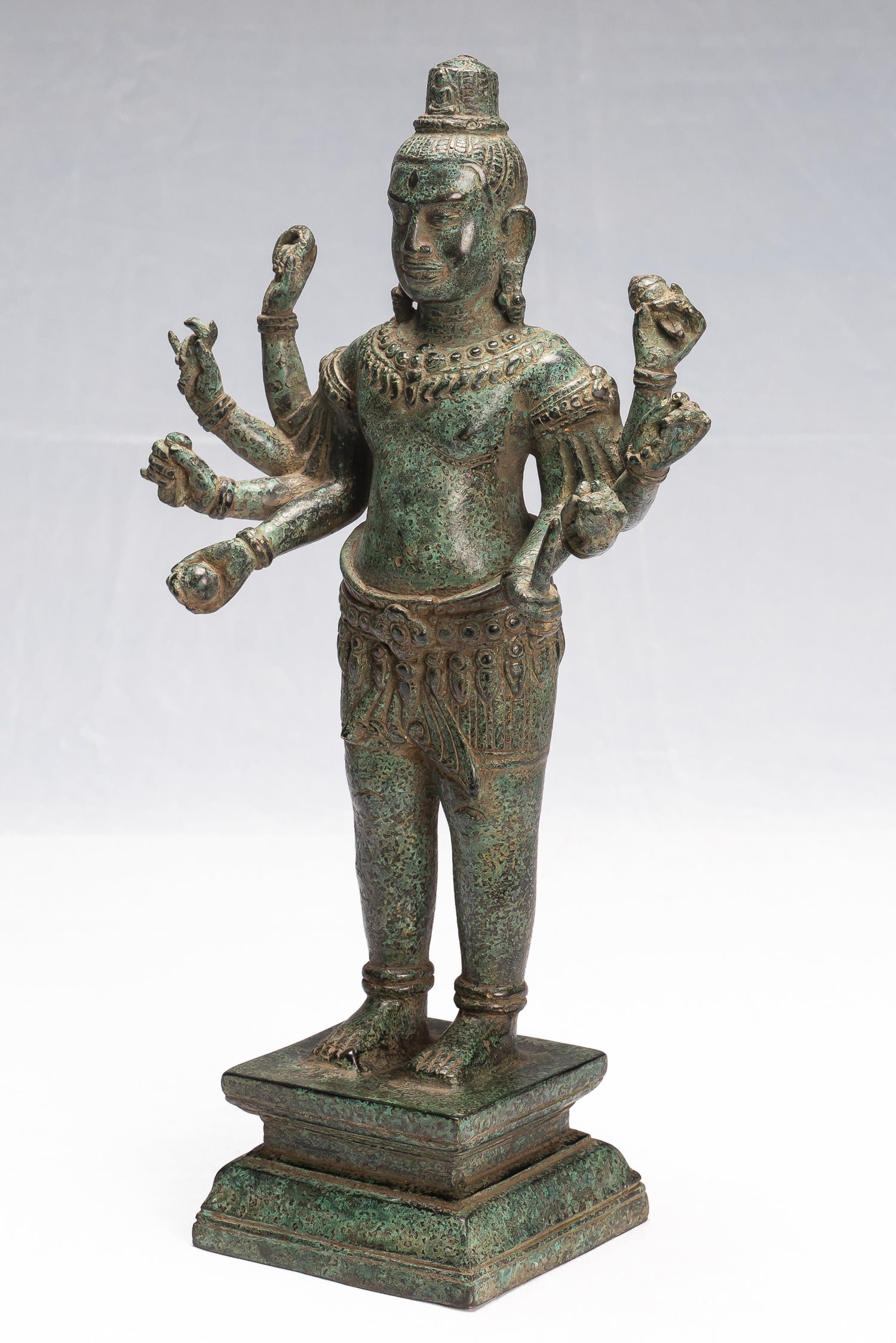 Antique Khmer Style Bronze Angkor Wat Style Lokeshvara Statue-37cm/15 "