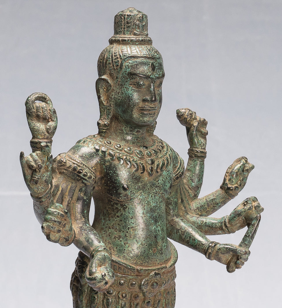Antique Khmer Style Bronze Angkor Wat Style Lokeshvara Statue-37cm/15 "