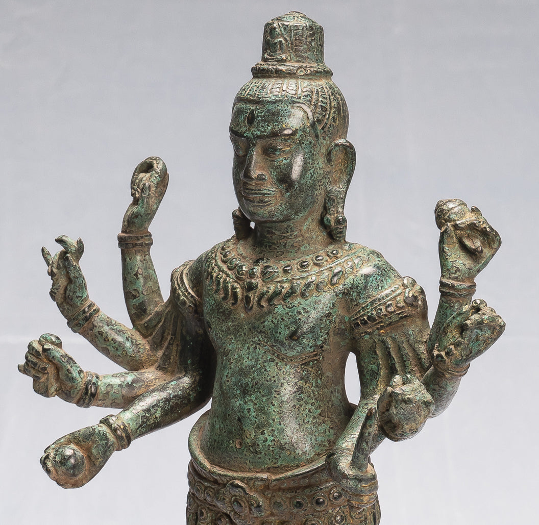Antique Khmer Style Bronze Angkor Wat Style Lokeshvara Statue-37cm/15 "