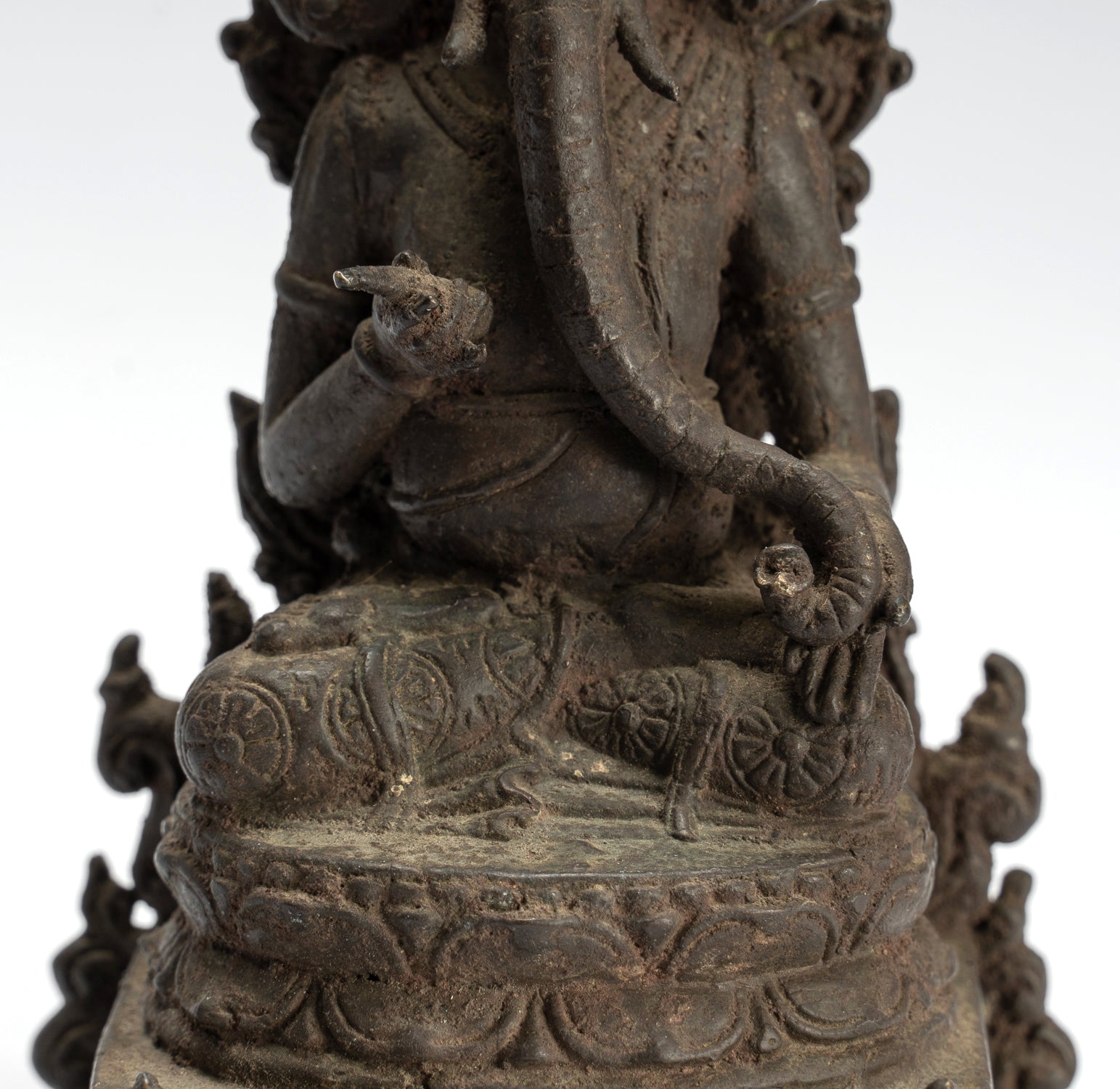 Estatua de Ganesha - Estatua de Ganesha indonesia de bronce de estilo javanés antiguo - 18 cm/7 "
