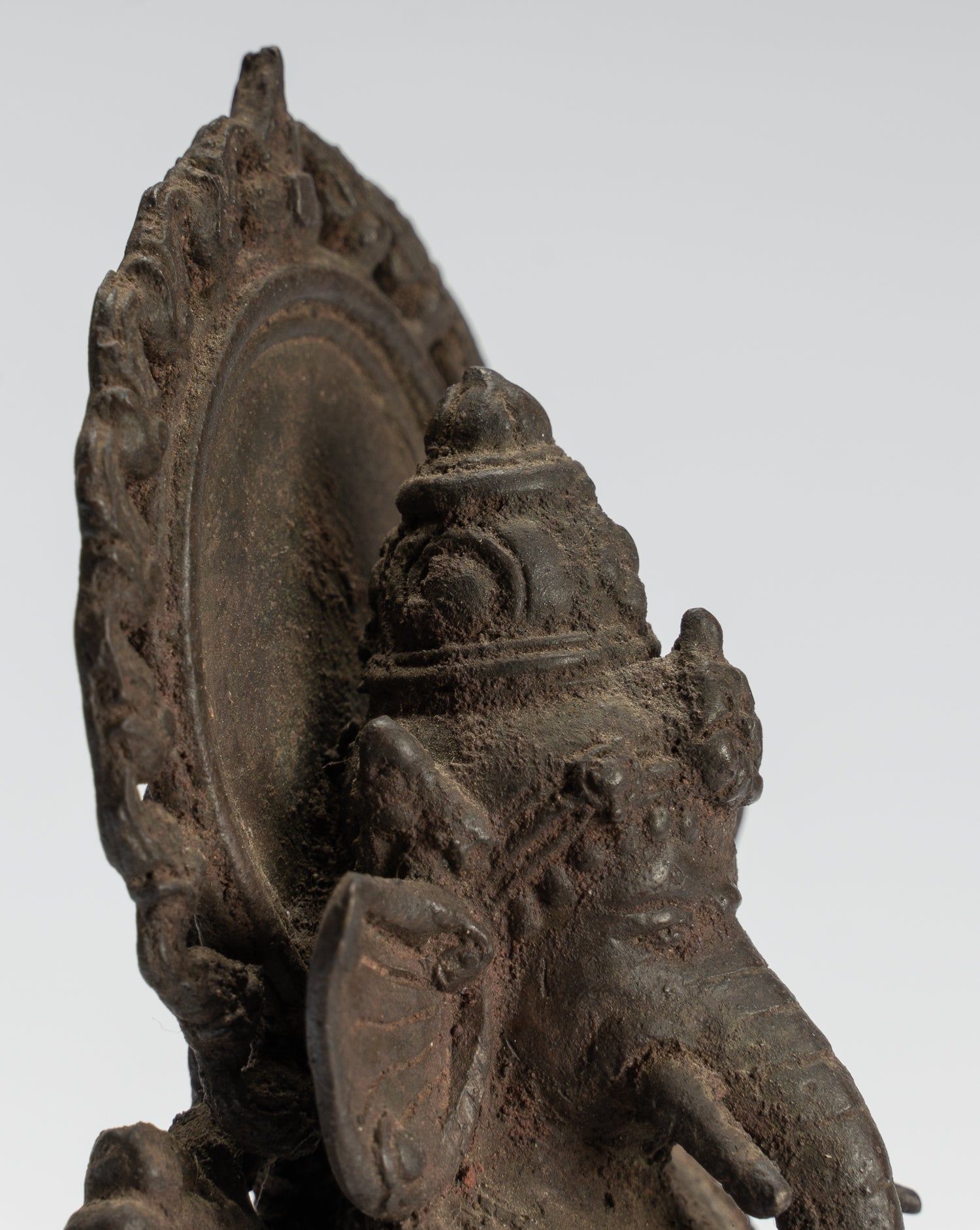 Estatua de Ganesha - Estatua de Ganesha indonesia de bronce de estilo javanés antiguo - 18 cm/7 "