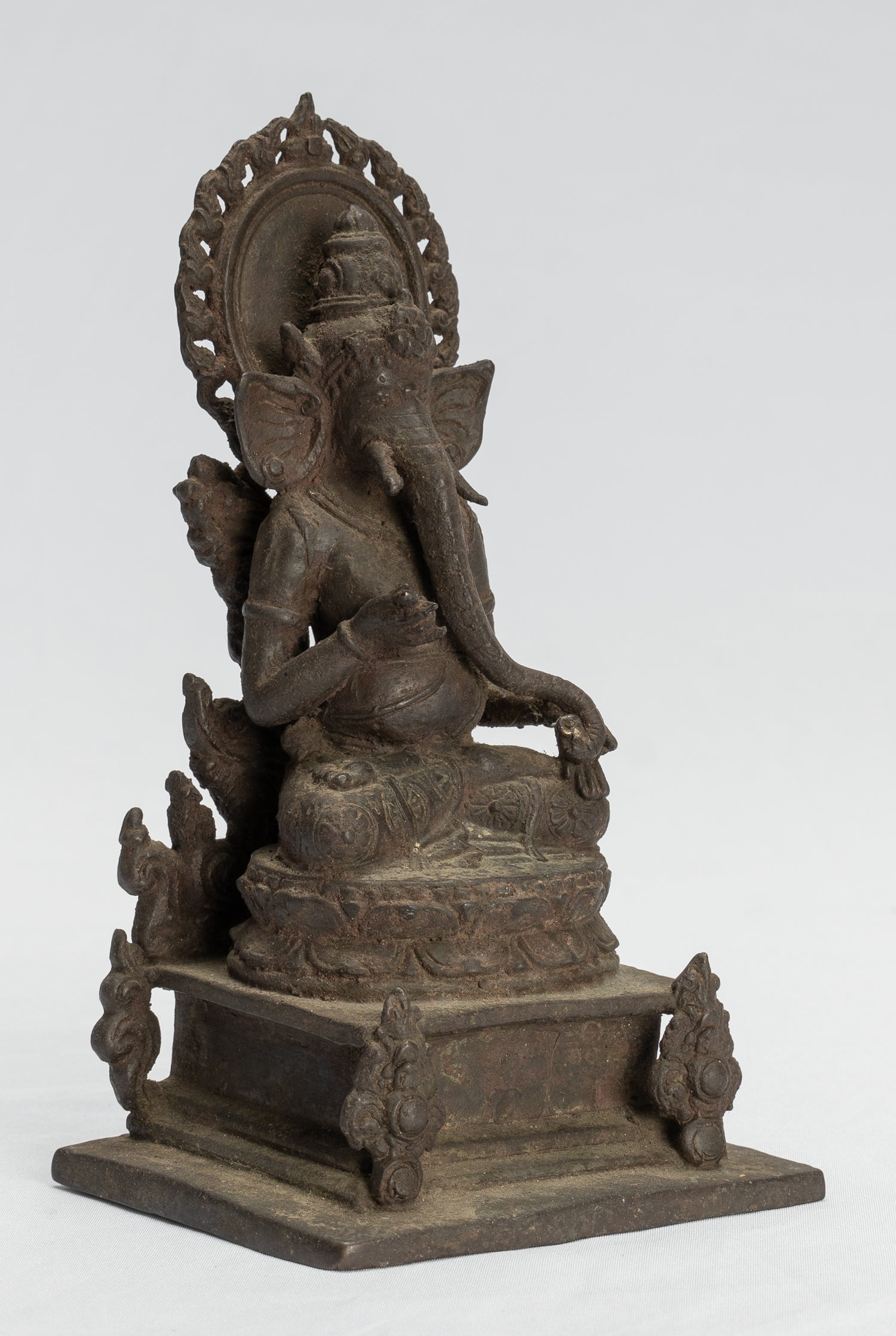 Estatua de Ganesha - Estatua de Ganesha indonesia de bronce de estilo javanés antiguo - 18 cm/7 "