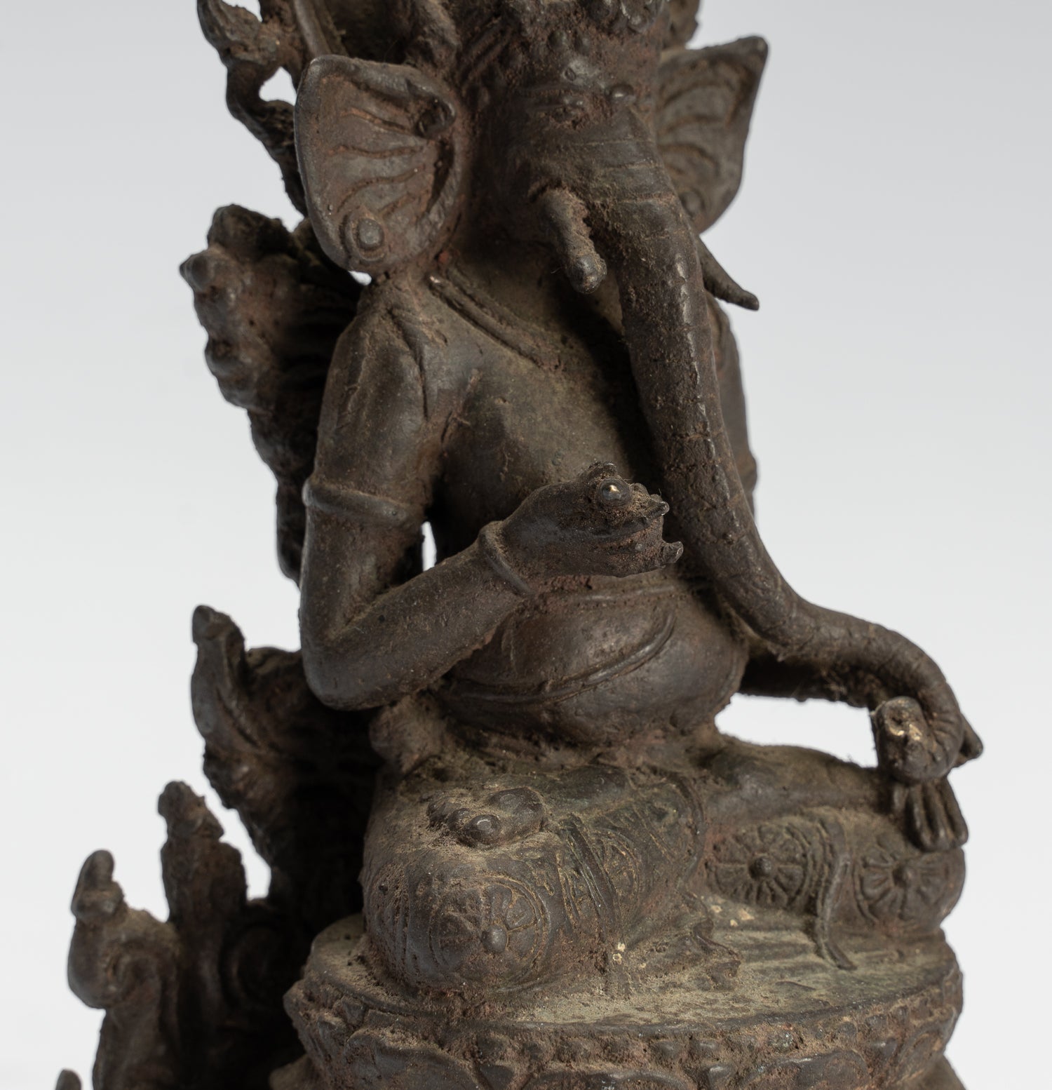 Estatua de Ganesha - Estatua de Ganesha indonesia de bronce de estilo javanés antiguo - 18 cm/7 "