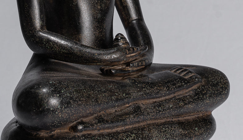 Statua Buddha - Antique Khmer in stile Khmer Meditazione seduta Meditazione Naga Buddha Statua - 42 cm/17 "