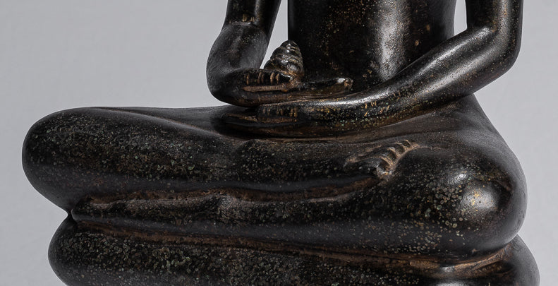 Statua Buddha - Antique Khmer in stile Khmer Meditazione seduta Meditazione Naga Buddha Statua - 42 cm/17 "