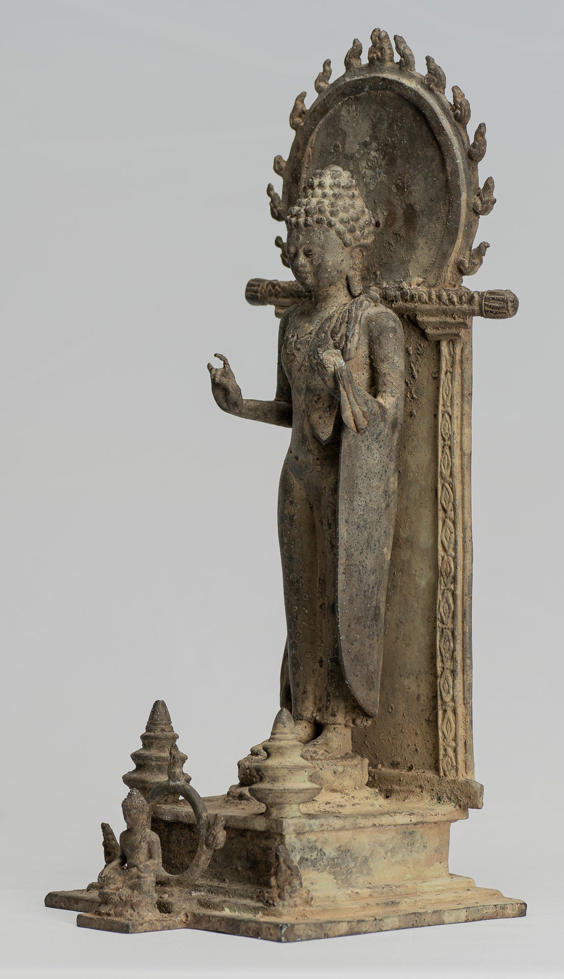 Statua del Buddha - Antique stile indonesiano in piedi bronzo giavanese insegnamento Buddha - 35 cm/14 "