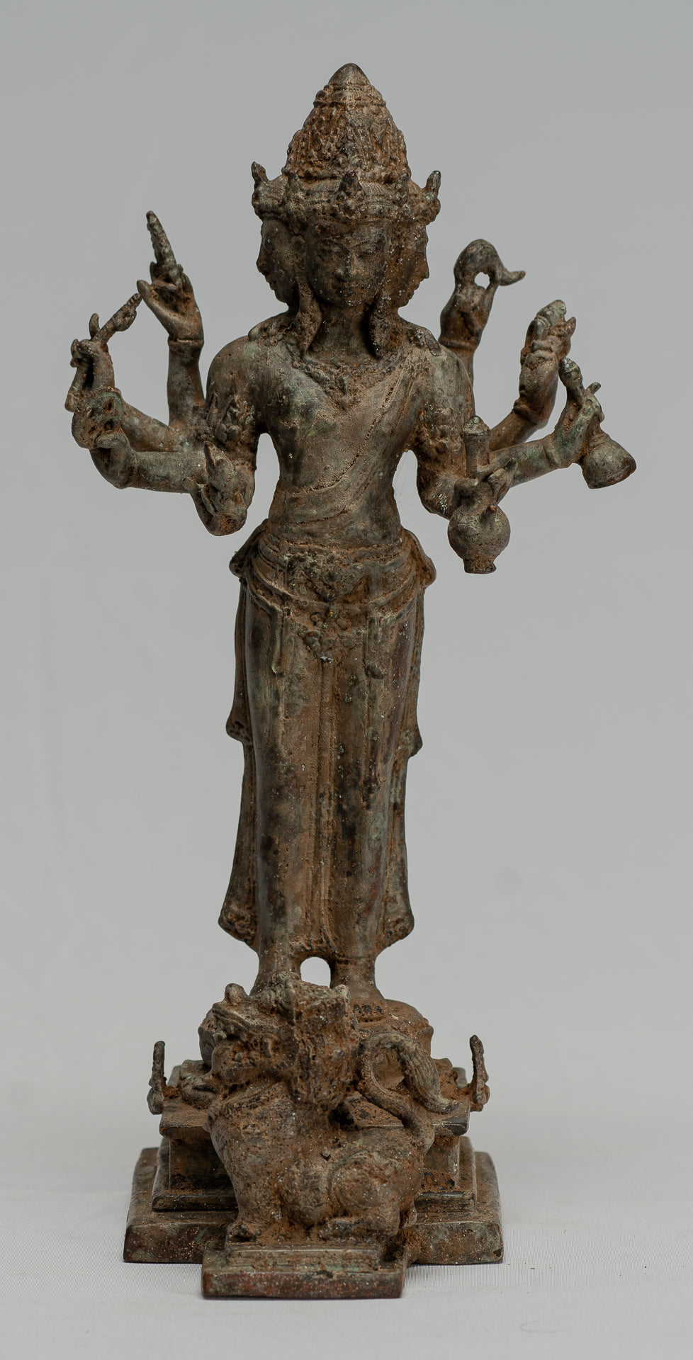 Statua Brahma - Antique stile indonesiano Majapahit in piedi Bronzo Brahma Statua - 29 cm/12 "