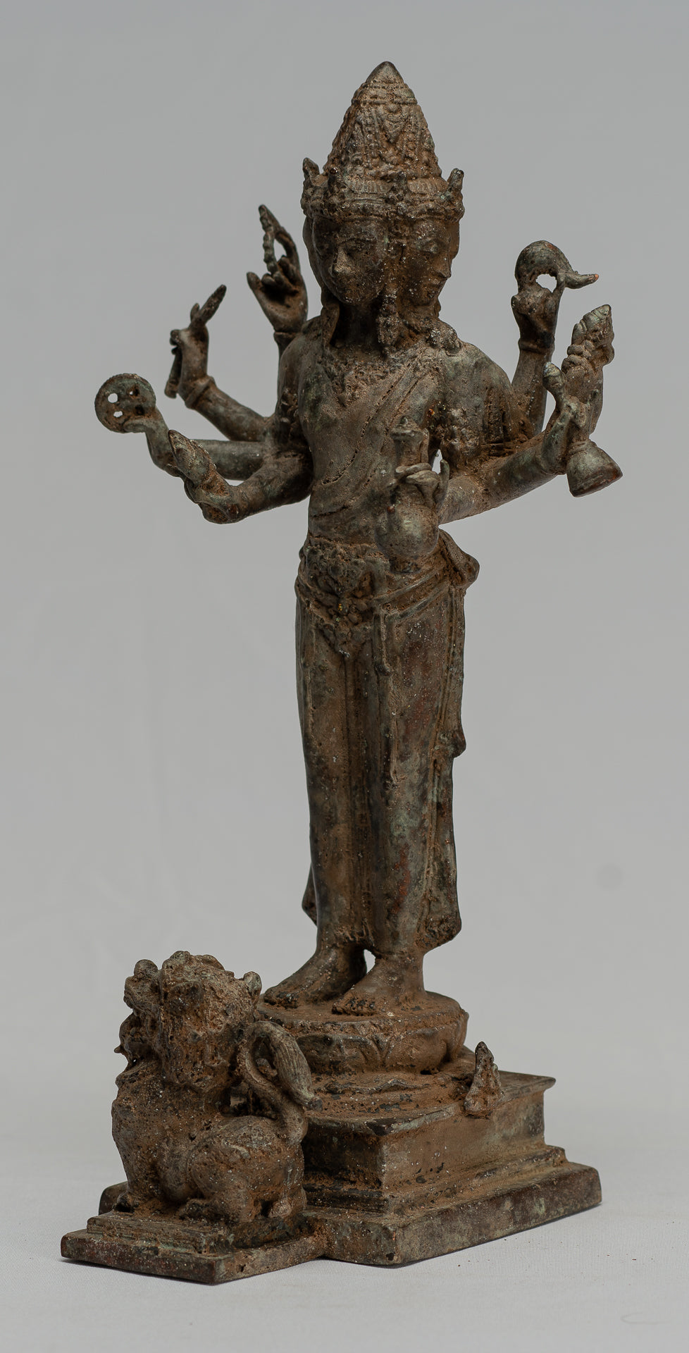 Statua Brahma - Antique stile indonesiano Majapahit in piedi Bronzo Brahma Statua - 29 cm/12 "