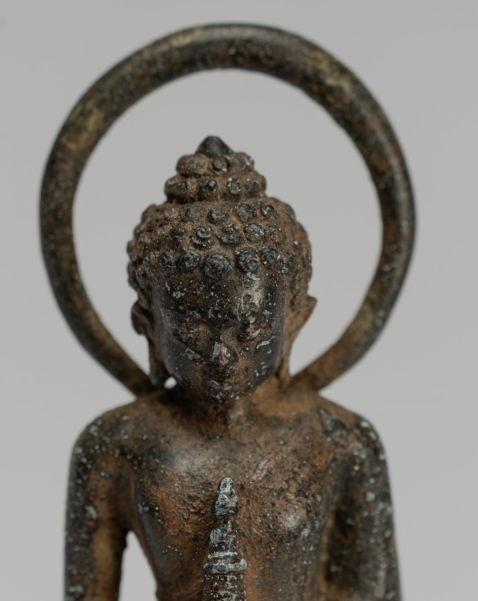 Estatua de Buda - Estatua de Buda Javanese Amitabha de Bronce Antique Indonesia - 15 cm/6 "