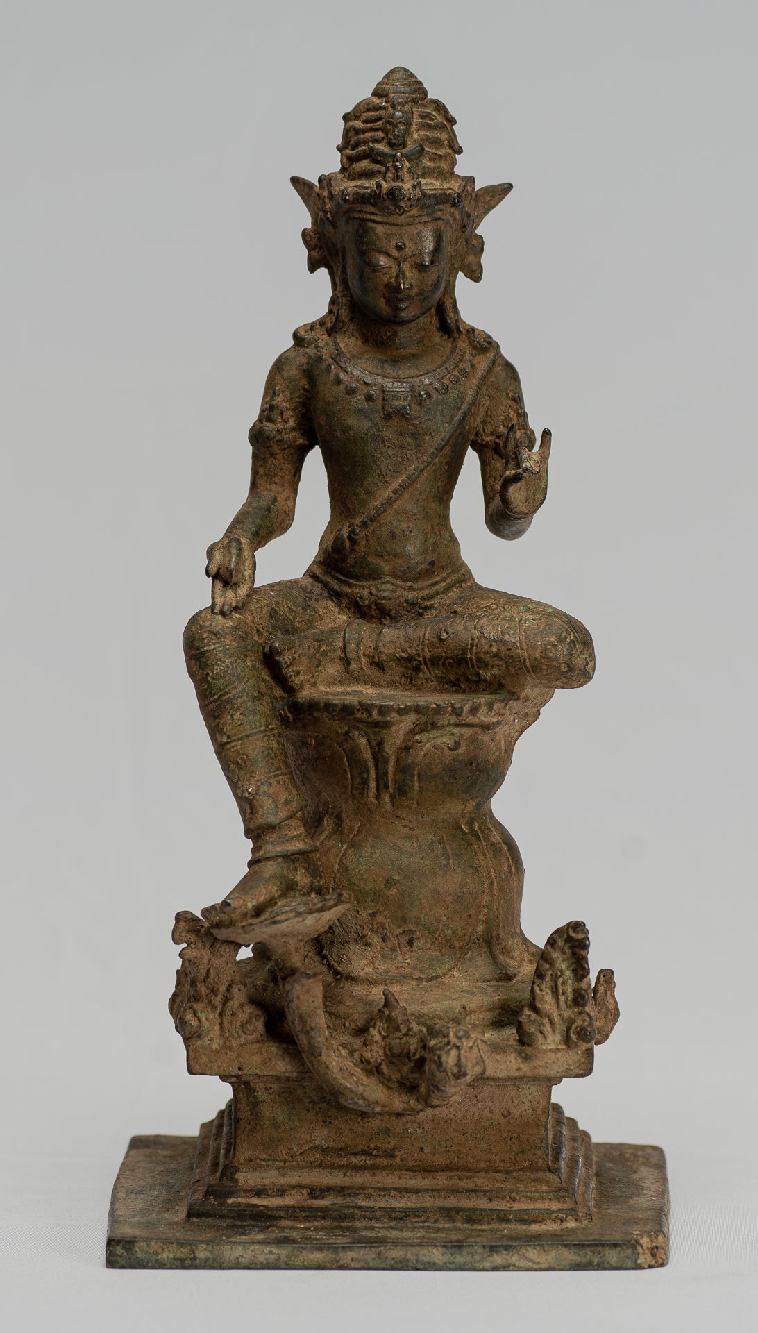 Shiva Statue-Antike Indonesische Stil Bronze Javanesisch Seated Majapahit Shiva Statue-28cm/11 "