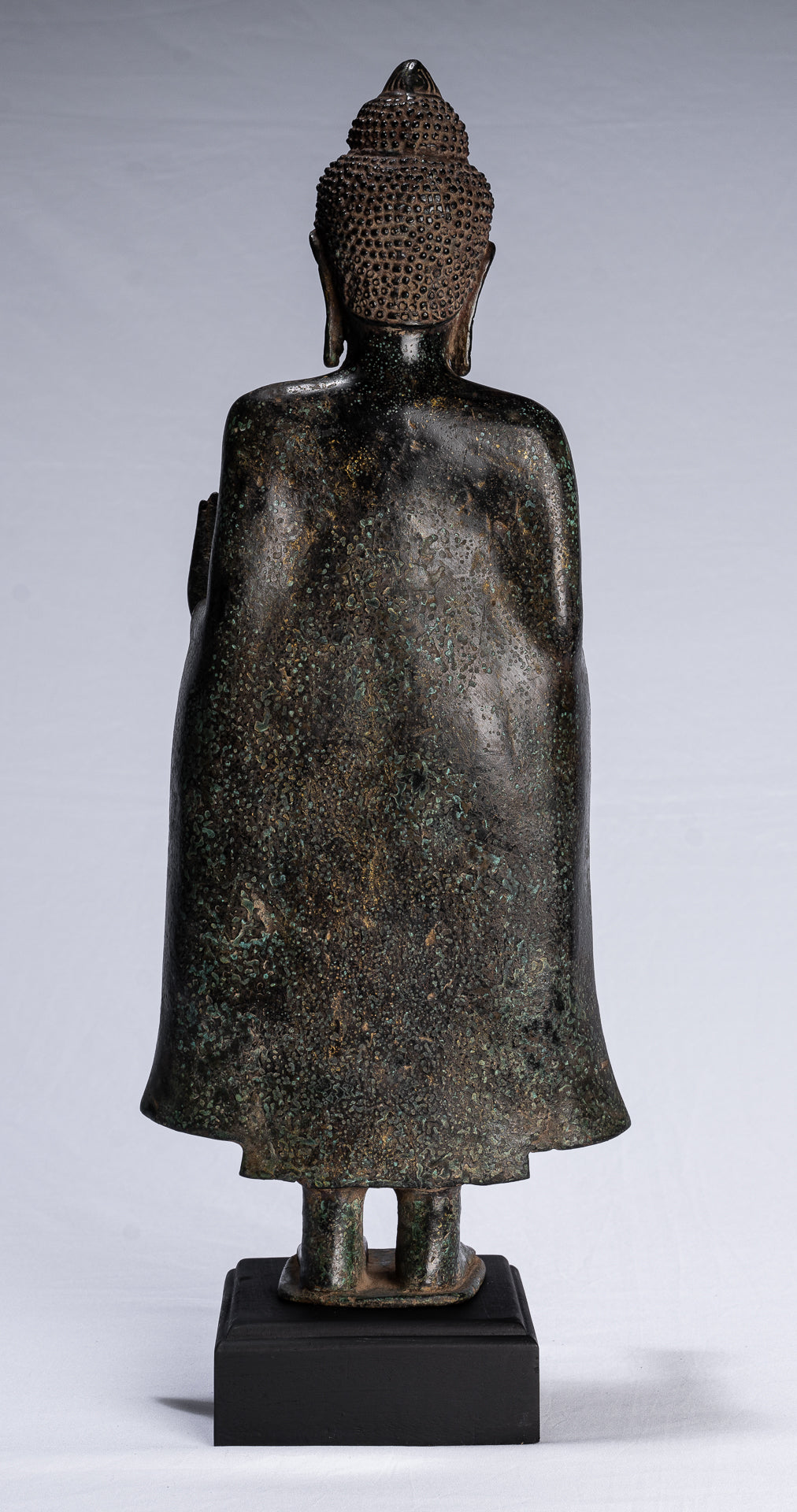 Statue de Bouddha – Statue de Bouddha de protection Abhaya debout en bronze de style khmer antique – 50 cm