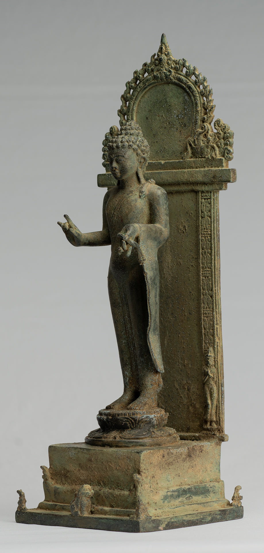 Statua di Buddha - Antique stile indonesiano in piedi bronzo giavanese insegnamento Buddha - 36 cm/14 "