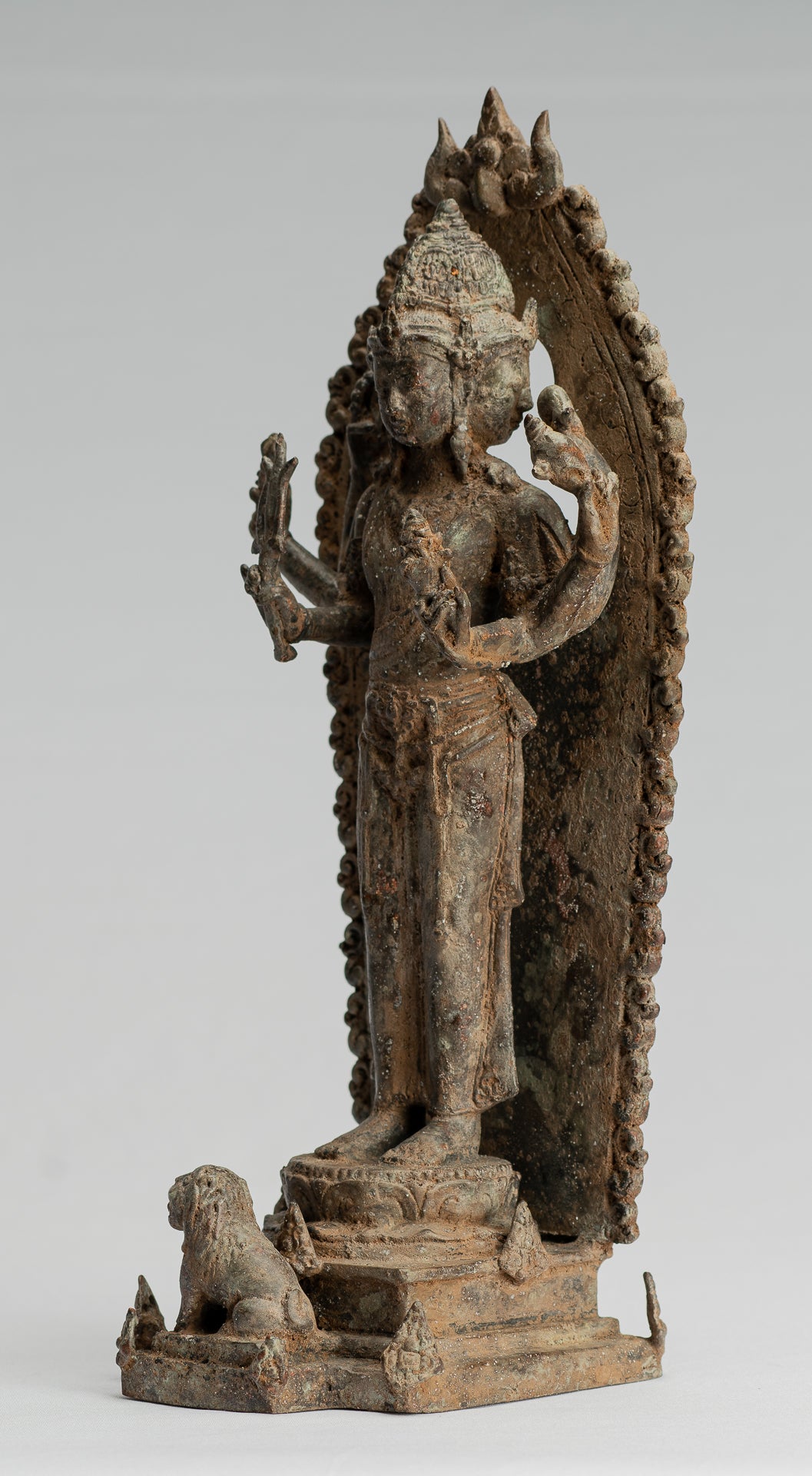 Brahma Statue - Antique Indonesian Style Majapahit Standing Bronze Brahma Statue - 31cm/12"