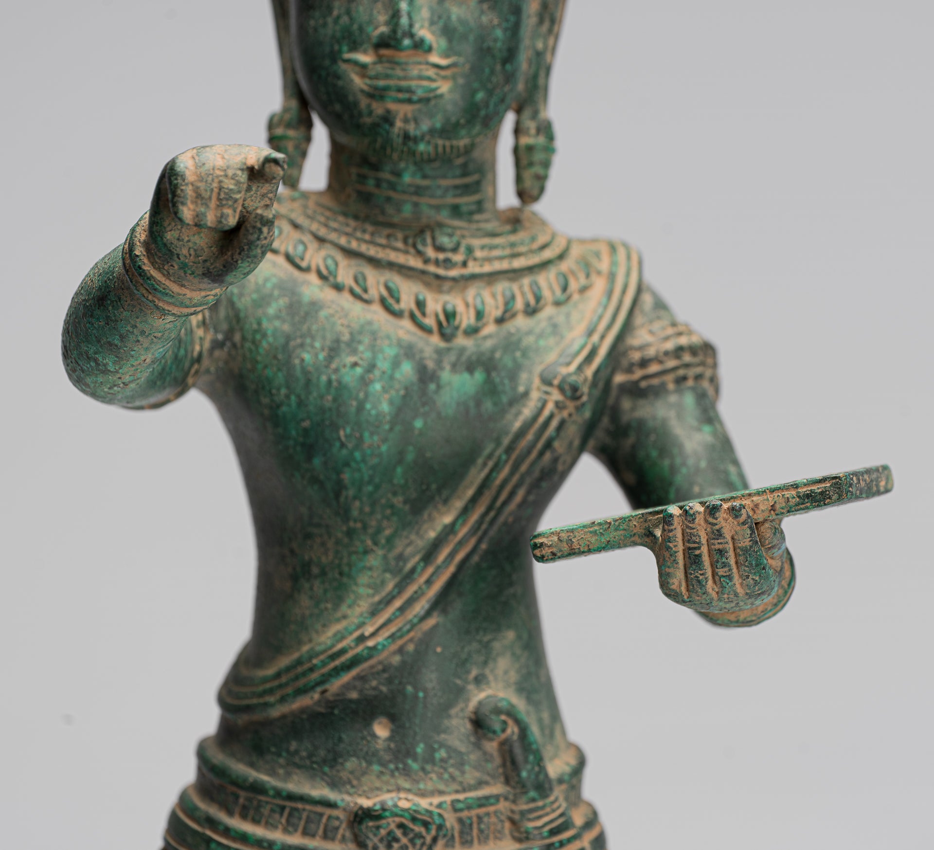 Antique Khmer Style Bronzo Angkor Wat Style Vishnu Statue - 53cm/21 "