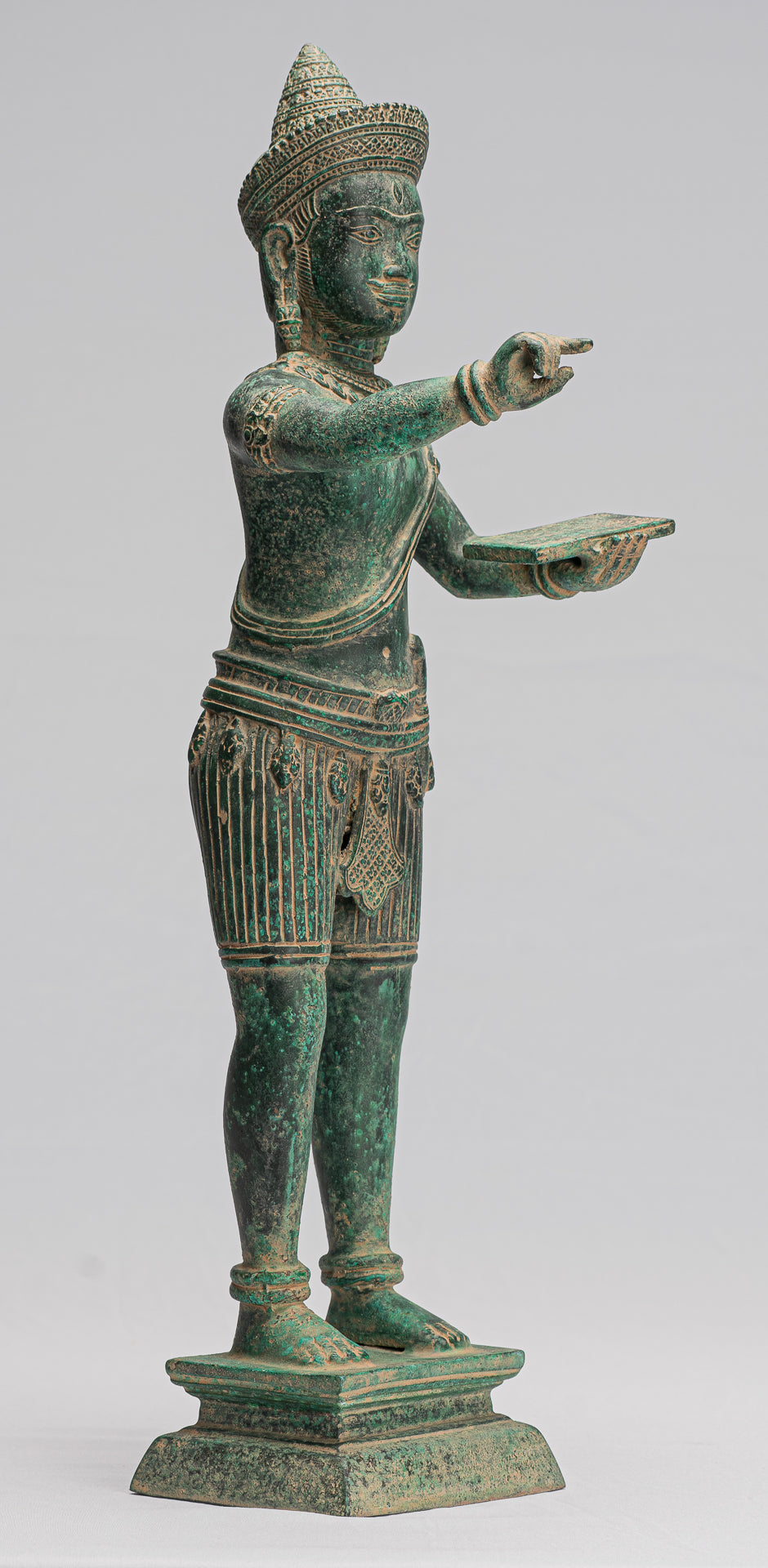 Antique Khmer Style Bronzo Angkor Wat Style Vishnu Statue - 53cm/21 "