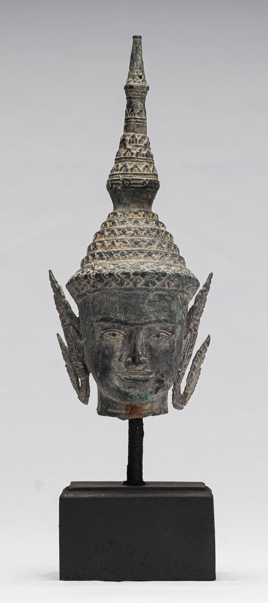 Buddha - Antique Thai Thai Bronzo Rattanakosin Buddha Head Statue - 32cm/13 "