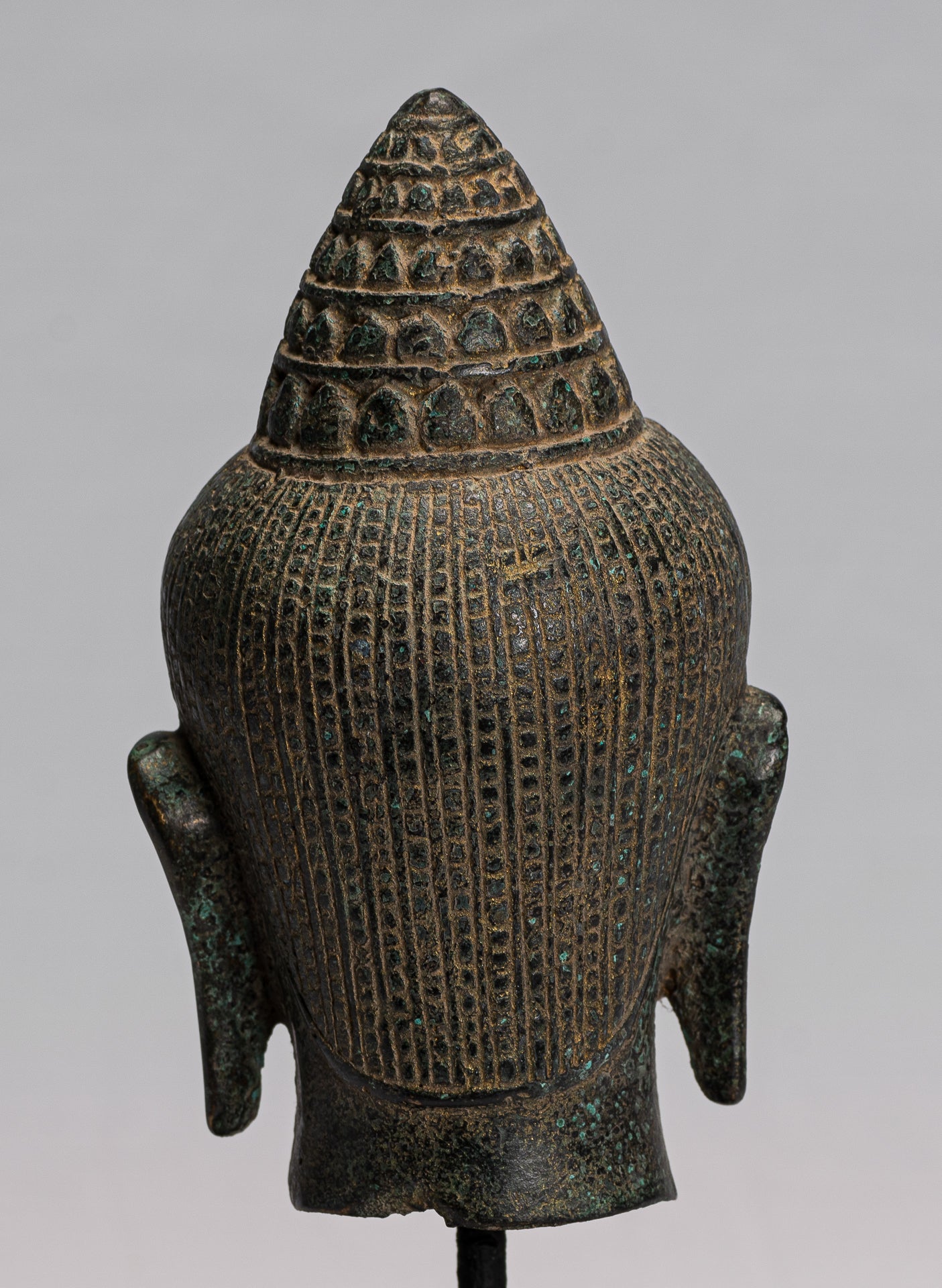 Statua Lokeshvara - Antique Khmer in stile bronzo montato in bronzo a bayon lokeshvara testa - 25 cm/10 "