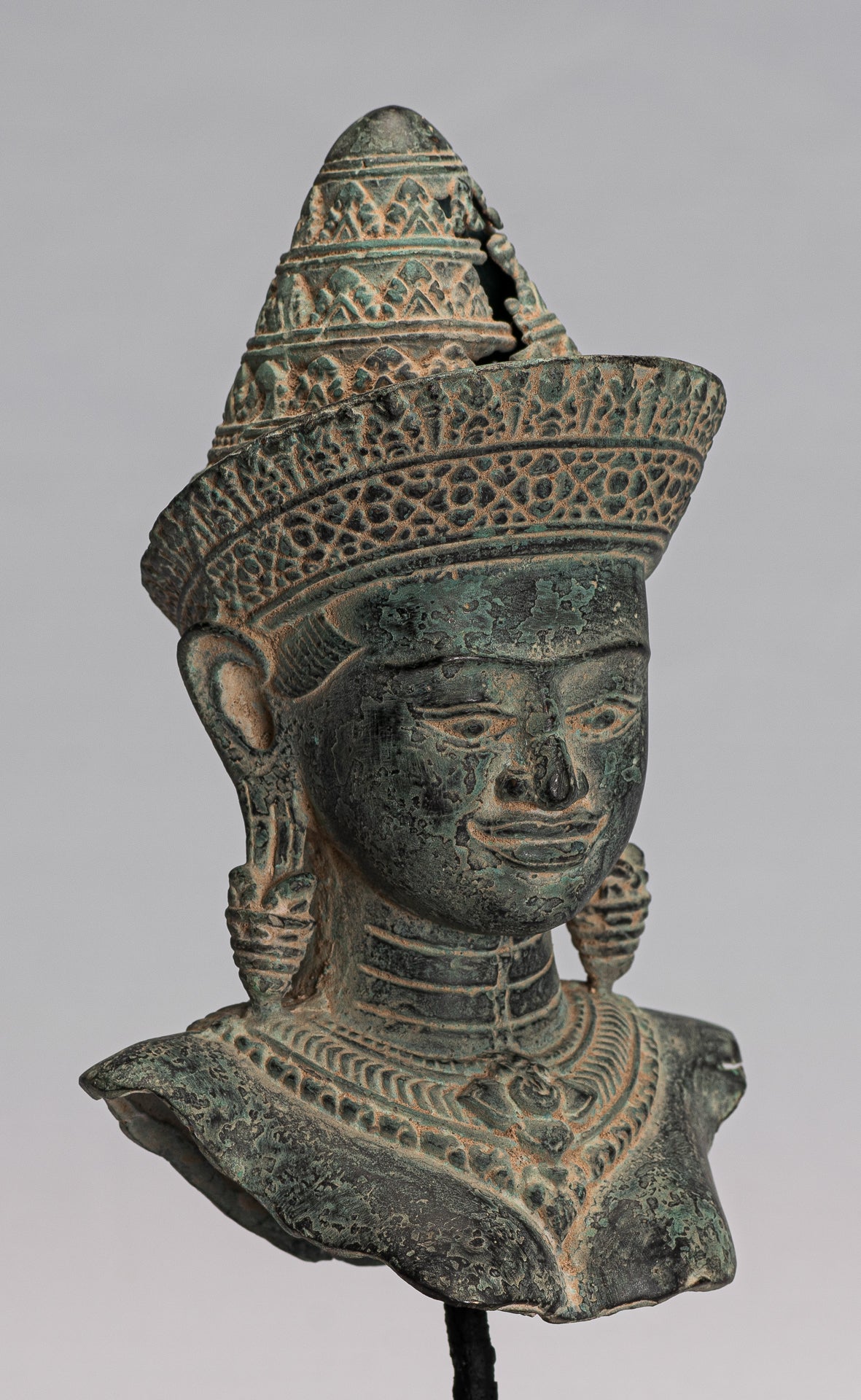 Lakshmi Statue - Antique Khmer Style Lakshmi / Devi Consort of Vishnu Torso - 26cm/10"