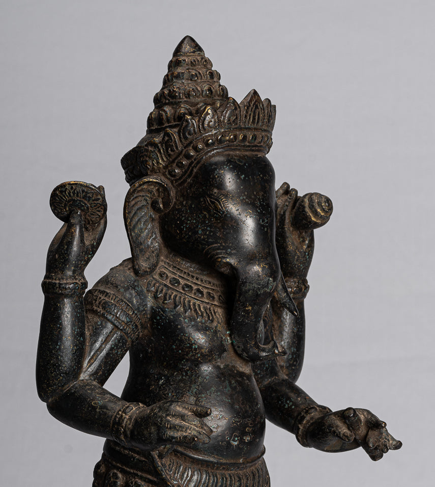 Statue Ganesha - Antique Khmer Style montato in piedi Bronzo Angkor Wat Ganesha Statua - 54 cm/22 "