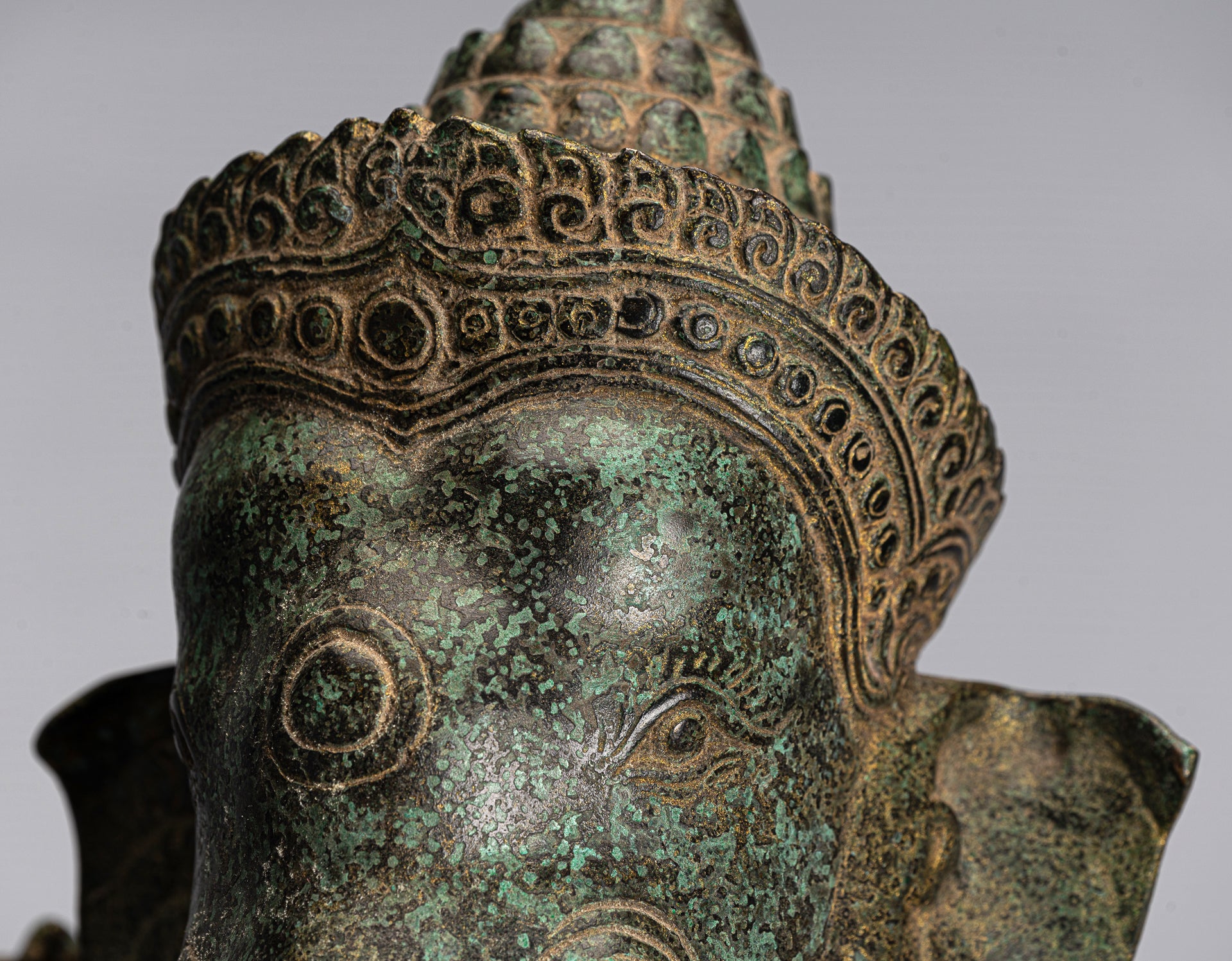Ganesha Statue - Antique Khmer Style Mounted Standing Bronze Angkor Wat Ganesha Statue - 59cm/24"
