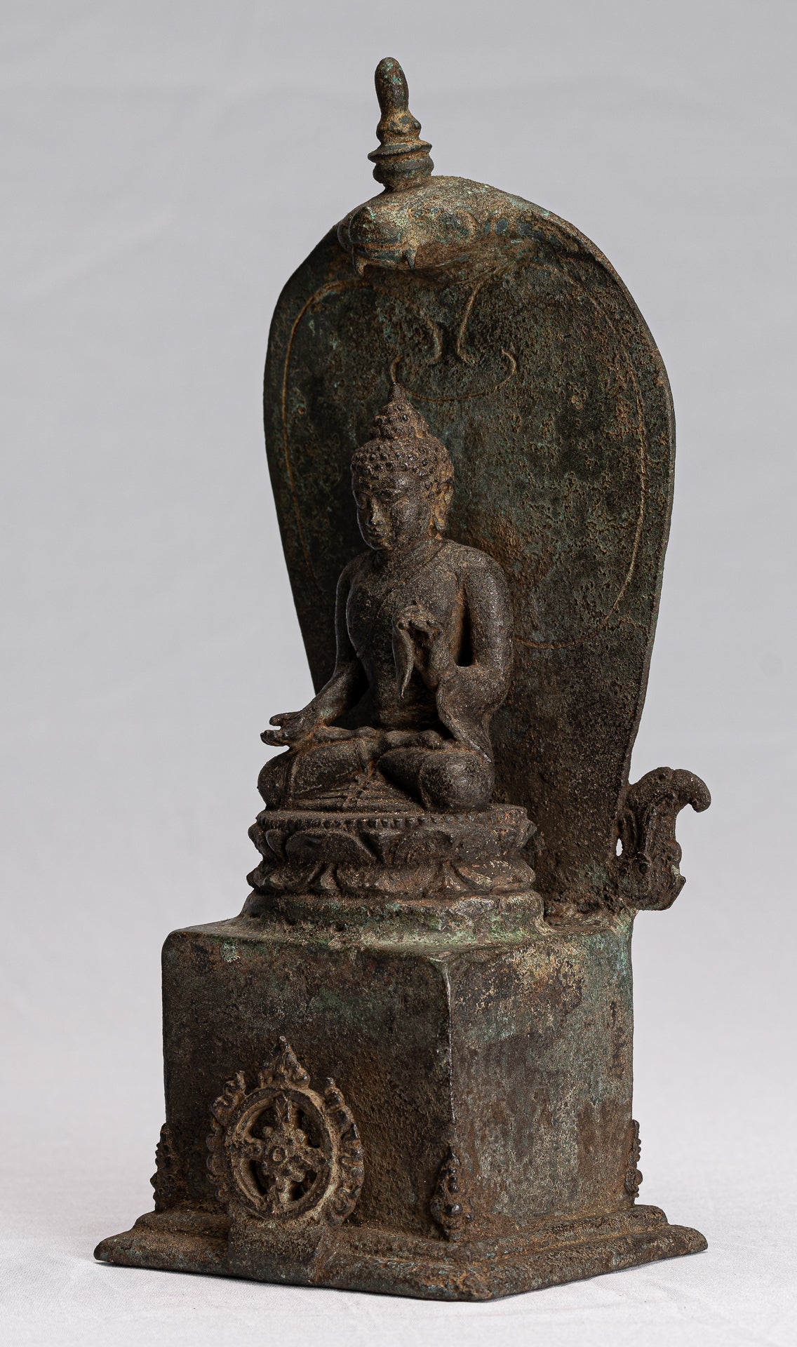 Statue di Buddha - Antique in stile indonesiano seduto bronzo giavanese insegnamento Buddha - 28 cm/11 "
