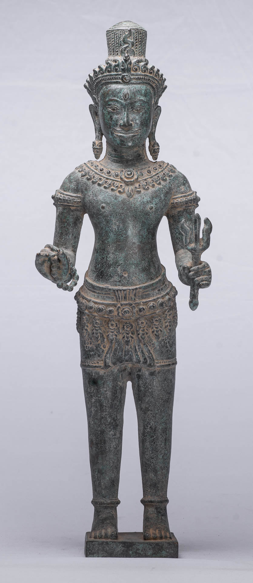 Antique Khmer Style Bronze Angkor Wat Standing Shiva - 52cm/21 "