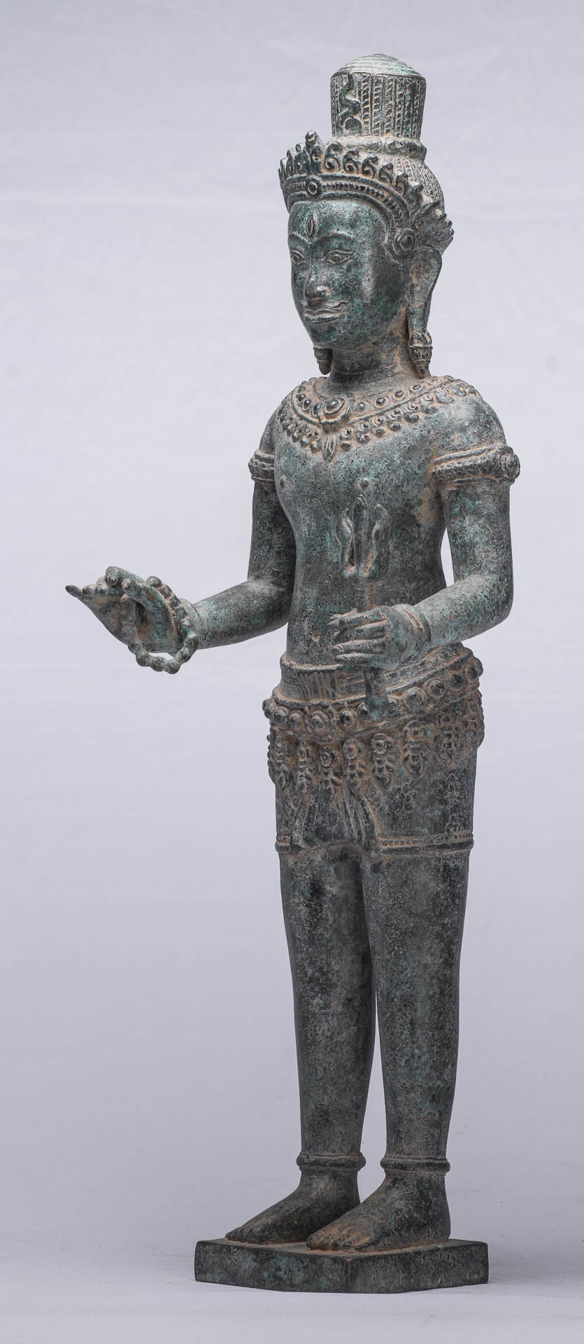 Antique Khmer Style Bronze Angkor Wat Standing Shiva - 52cm/21 "